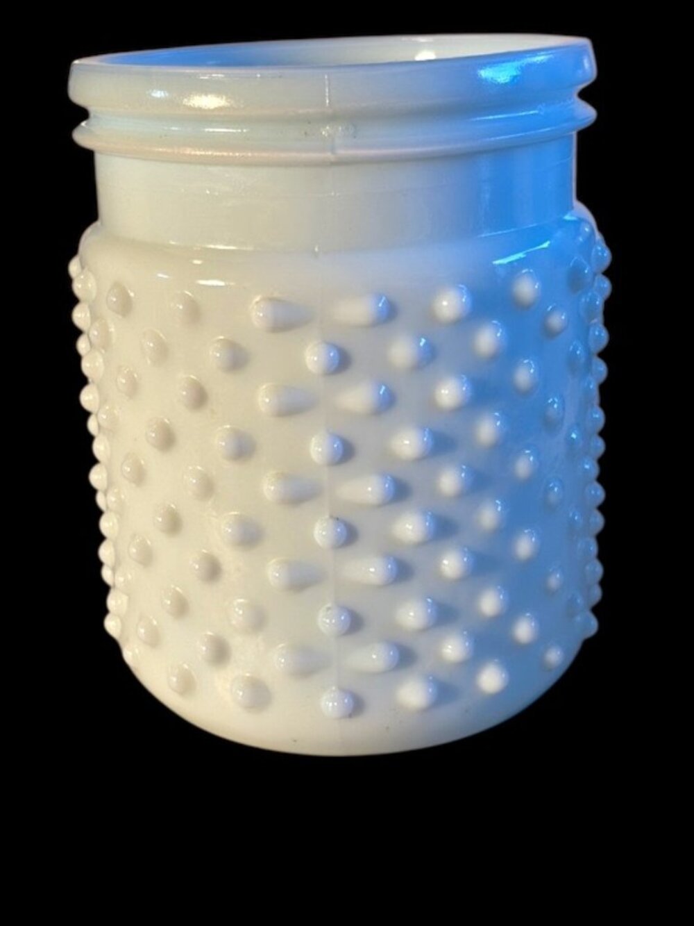 Hobnail Textured Glass Vase in White